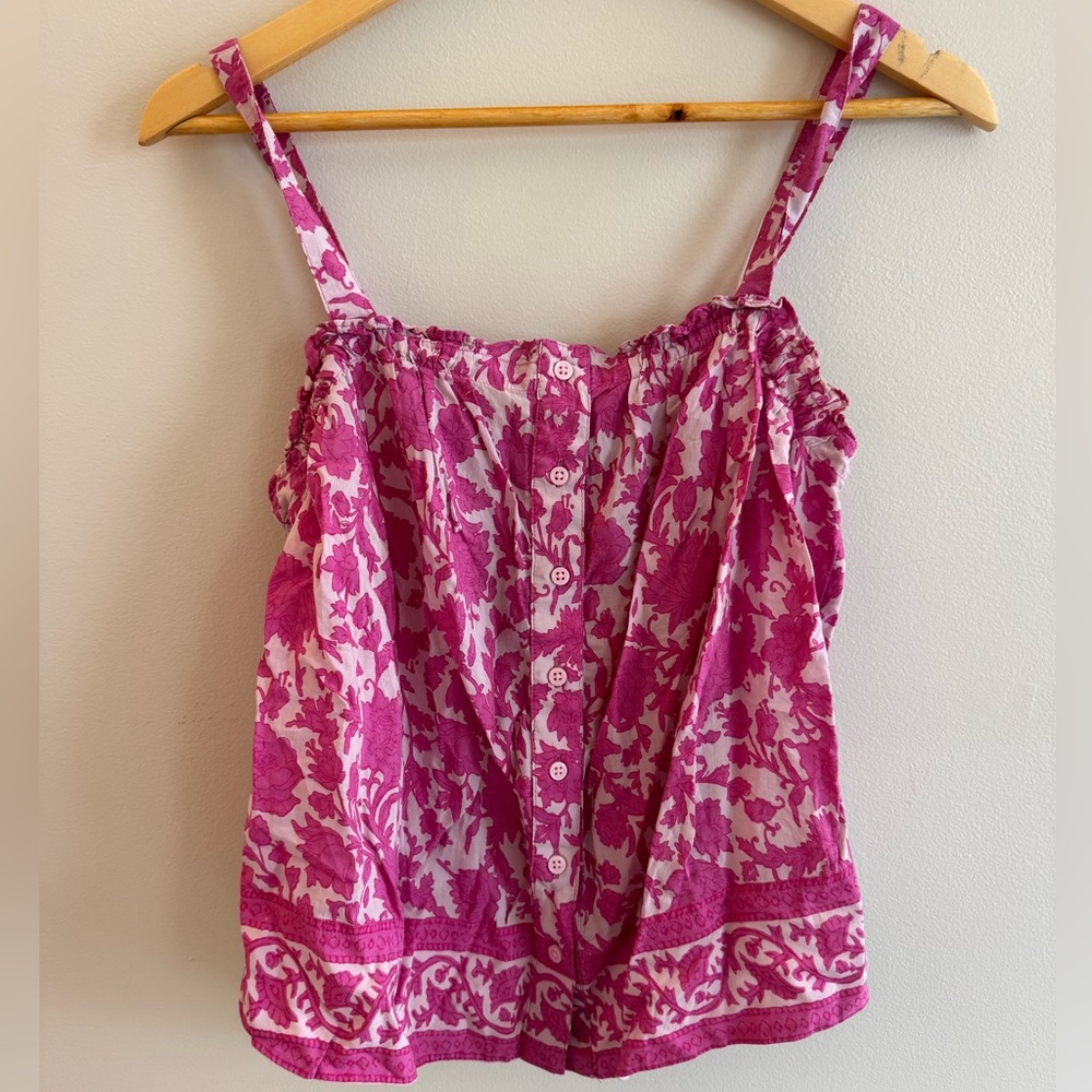 J. Crew pink patterned flowy camisole tank top